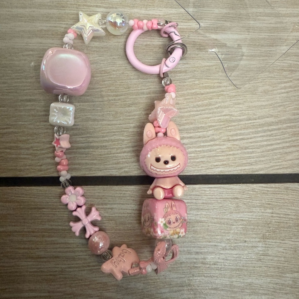 New labubu pink bag charm / keychain